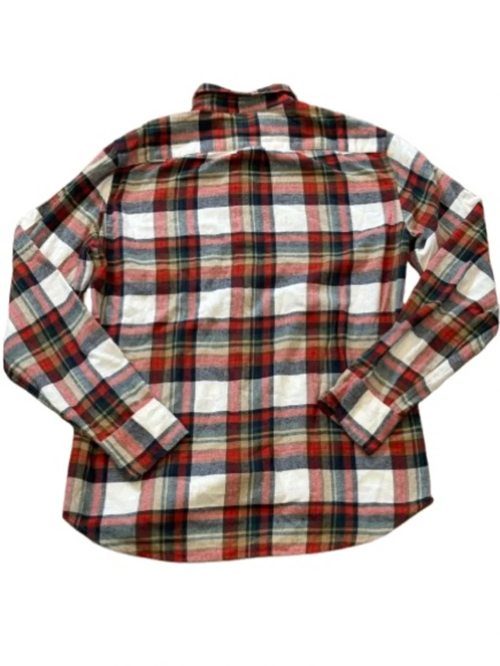 J.Crew Men’s Medium Red Green Plaid Cotton Flannel Button-Down Shirt